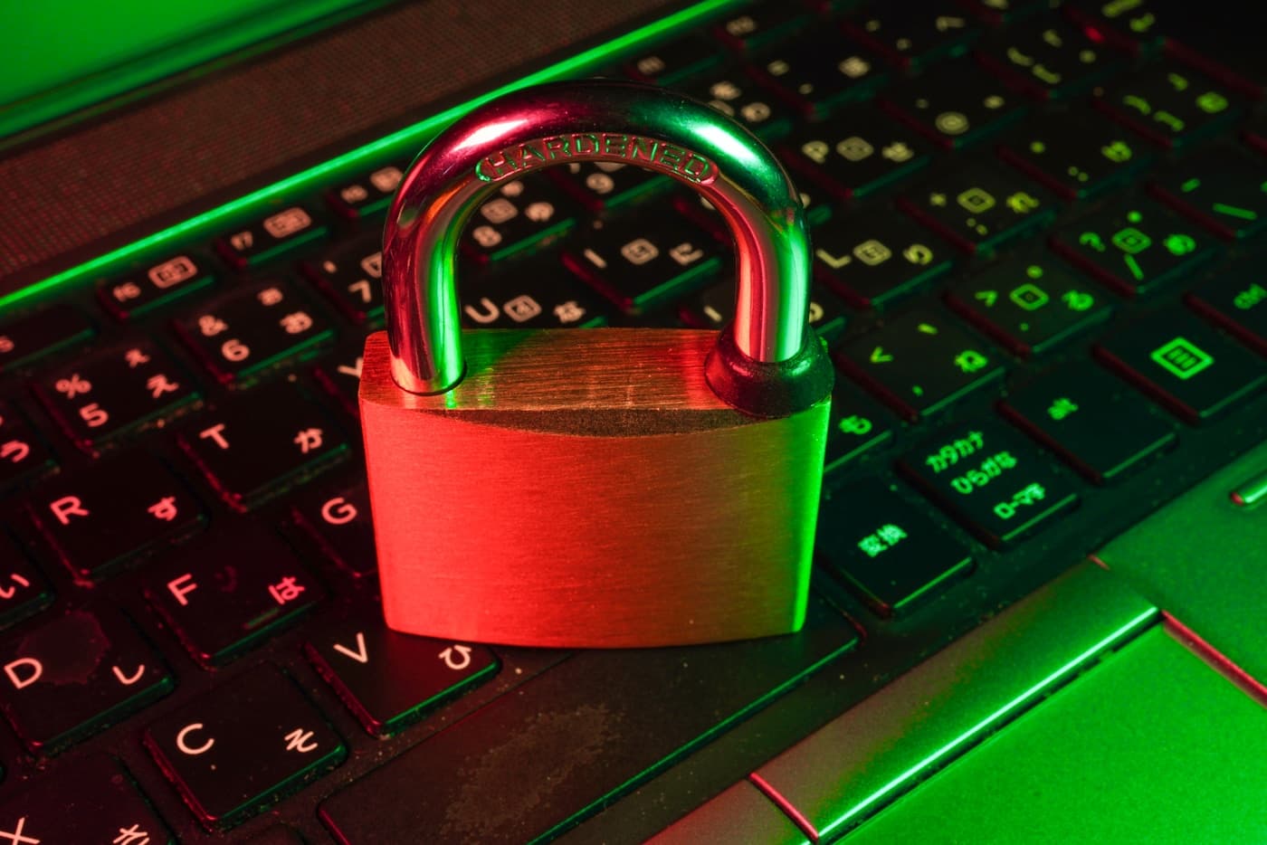 Padlock resting on a keyboard